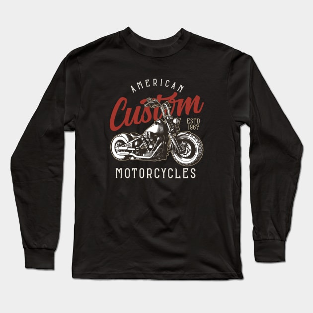 American Custom Bike Chopper Motorcycle Biker Long Sleeve T-Shirt by Automotive Apparel & Accessoires